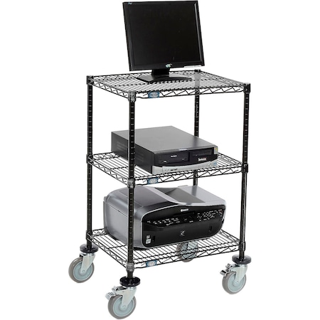Nexel 3-Shelf Mobile Wire Printer Stand, 24inW x 18inD x 39inH, Black 250117BK